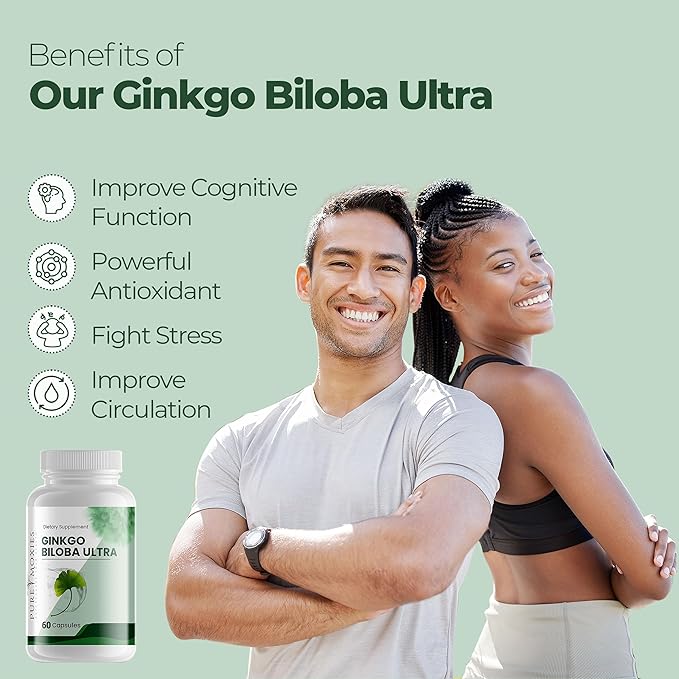 Ginkgo Biloba and Ginseng Brain Dietary Supplement Supports Brain Function, Memory, Mental Alertness, All Natural, Improve Blood Circulation
