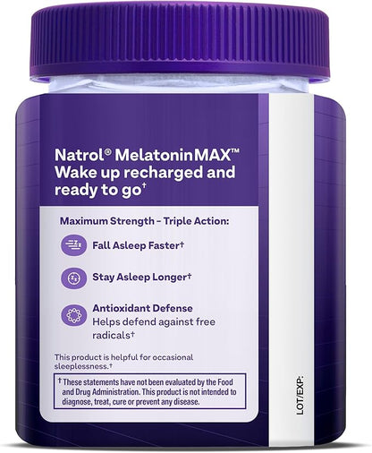 Natrol Melatonin 10mg Sleep Aid Supplement, 50 Count MelatoninMax Gummies, Blueberry Flavor, 10 mg Melatonin Gummies for Occasional Sleeplessness, 50 Day Supply