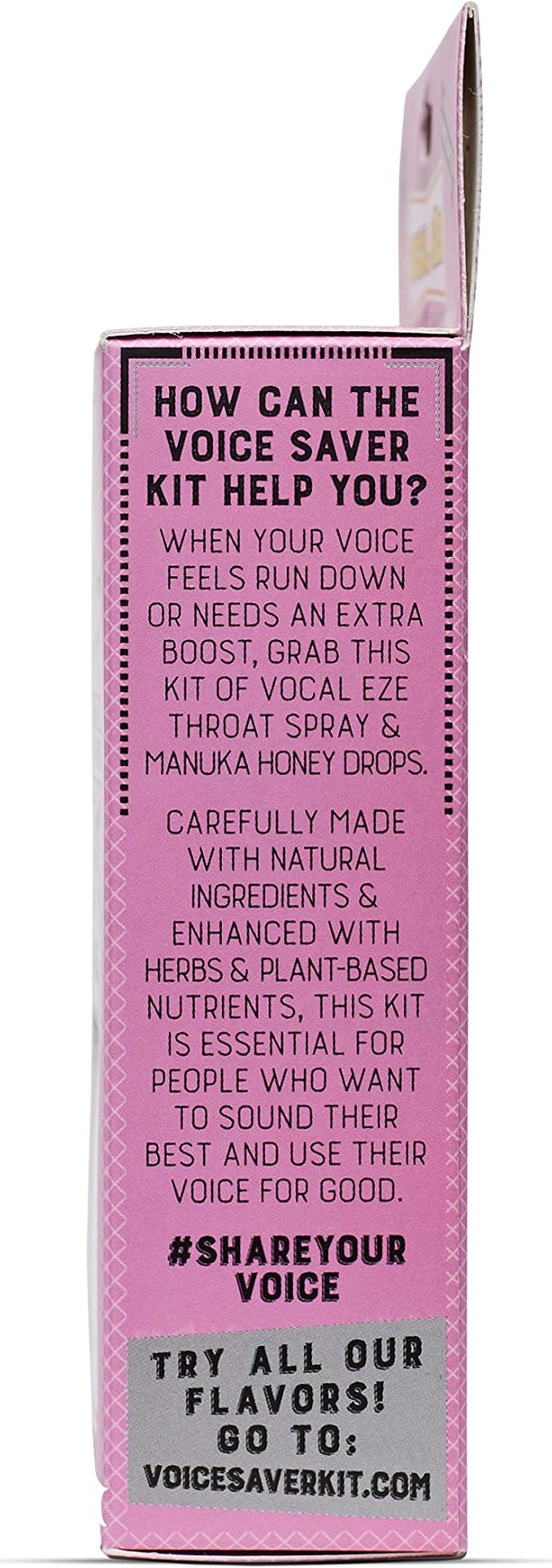 Vocal Eze Voice Saver Kit, Includes Vocal Herbal Throat Spray (1) and (12) Manuka Honey Drops | Relieve Sore, Hoarse, Fatigue, Dryness of Throat | Immune Support, Natural Ingredients (Strawberry)