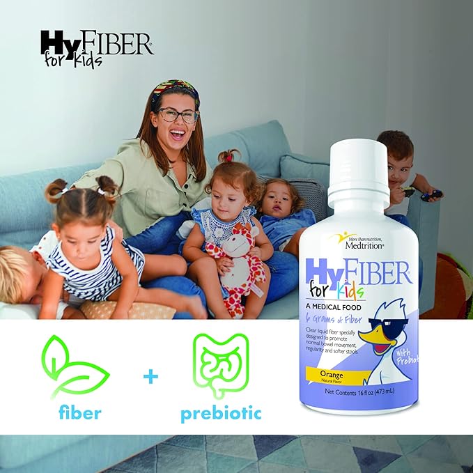 Medtrition HyFiber Liquid Fiber for Kids in Only One Tablespoon, Supports Regularity and Softer Stools, FOS Prebiotics for Gut Health, 6 Grams of Fiber, 32 Servings per Bottle (6 Bottles)