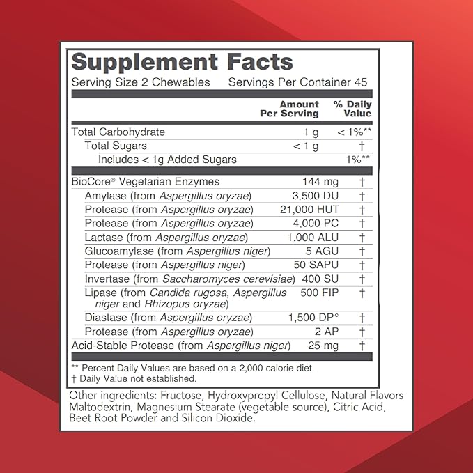 PROTOCOL FOR LIFE BALANCE Protozymes - Digestive Enzymes for Nutrient Breakdown - Support Digestive Health - Aid Lactose Breakdown - Vegan & Kosher - 90 Chewables