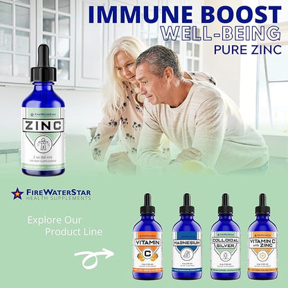FWS Zinc Supplements - Liquid Zinc Drops for Men, Women, Kids - Organic, Non-GMO, Vegan - Supports Immune Health, Skin, and Overall Wellness - 2 oz