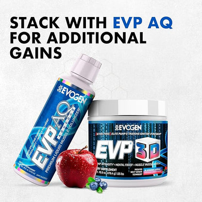 Evogen EVP 3D - Stim Free Pre Workout Powder for Men & Women | Sugar Free Non Stim Preworkout with Beta Alanine and Creatine for Energy & Pump | Blueberry Apple | 40 Servings