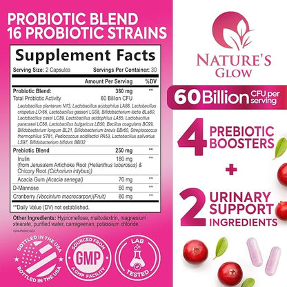 Women Probiotics For Digestive Health - Daily Vaginal PH Balance, Digestive & Feminine Health Support, 50 Billion CFU - 6 Unique Strains for Women - Womens Probiotic With Acidophilus - 60 Capsules