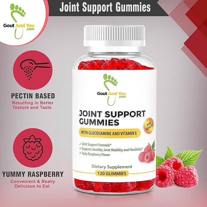 120 Extra Strength Joint Support Chewable Gummies with Glucosamine & Vitamin E - Natural Joint & Flexibility Support