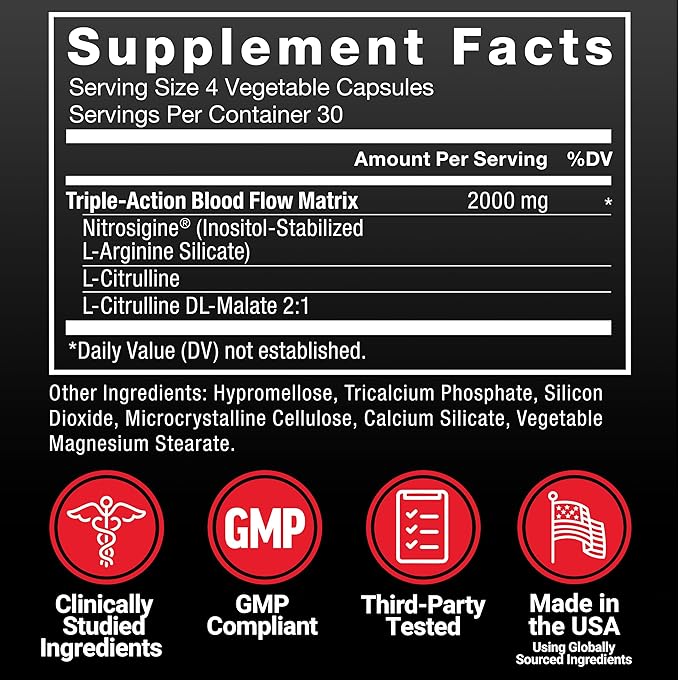 FORCE FACTOR Nitric Oxide Booster, Fast-Acting Formula with L-Arginine, Boosts Nitric Oxide Levels, Maximize Muscle Pumps, Enhance Endurance, Improve Circulation, 120 Capsules