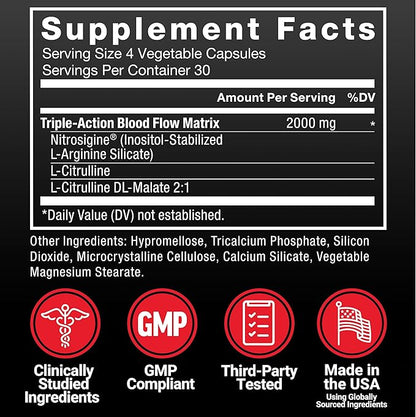FORCE FACTOR Nitric Oxide Booster, Fast-Acting Formula with L-Arginine, Boosts Nitric Oxide Levels, Maximize Muscle Pumps, Enhance Endurance, Improve Circulation, 120 Capsules