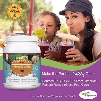 Perfect Supplements – Perfect Hydrolyzed Collagen Powder – 660g – All Natural Collagen - Brazilian Pasture Raised - Promotes Healthy Skin – 2 Pack