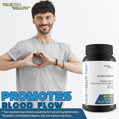 True Vitaliti Pro Blood Flow Pro L-Arginine - Our Best Circulation Supplement for True Vitality Male Blood Flow & Circulation Health - L-Arginine Mens Circulation Supplement - Help Blood Flow