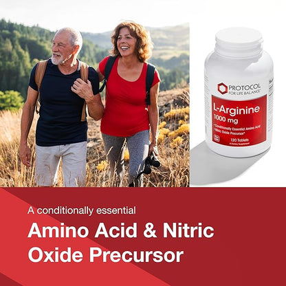 PROTOCOL FOR LIFE BALANCE L-Arginine 1,000mg - Amino Acid - Urea Detox - Protein Protection - 120 Veg Caps