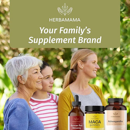 HERBAMAMA Maca Root Gummies - 1800mg Maca Root Extract for Energy Support - Vegan, Non-GMO Antioxidant Support Supplement - 90 Pectin-Based Banana-Flavored Chews