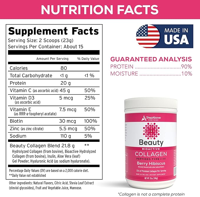 Beauty Collagen Peptides, Berry Hibiscus, 12 Oz