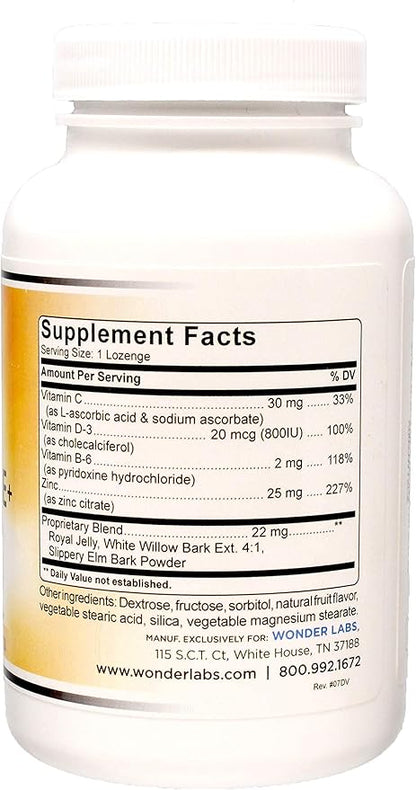 Zinc Lozenges with Vitamin C - Fruit Flavored, Healthy Immune Support Lozenges with 25mg of Zinc Supplement Per Lozenge + 30mg of Vitamin C - 100 Lozenges