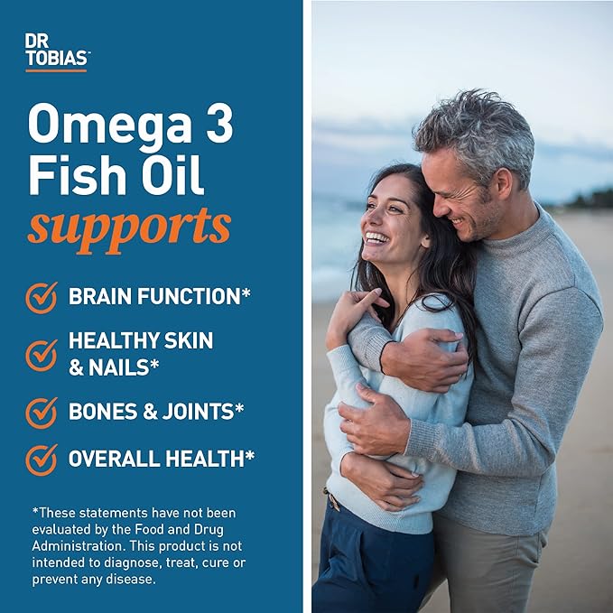 Dr. Tobias Omega 3 Fish Oil, 2000mg, and Turmeric Curcumin, 95% Curcuminoids, Promotes Overall Health with Antioxidant Support