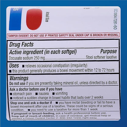 MAJOR Docusate Sodium 250 mg - Extra Strength Stool Softener Laxative Softgels for Constipation Relief - Gentle Stool Softeners for Women, Men, and Kids Ages 12+ - 100 Softgels (4 Pack)