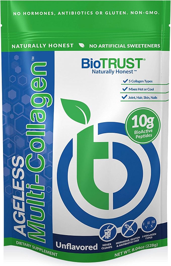 BioTrust Ageless Multi Collagen Protein a 5-in-1 Collagen Powder and Ageless Collagen Booster Capsule Bundle