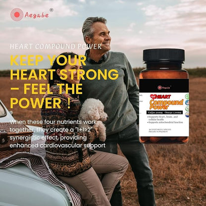 Heart Health Supplements,High Strength CoQ10 200mg & Omega-3 200mg,Ultra High Absorption,Helps Enhance Heart Strength and Blood Vessel Elasticity,Reduces Vascular Resistance,30-Day Supply
