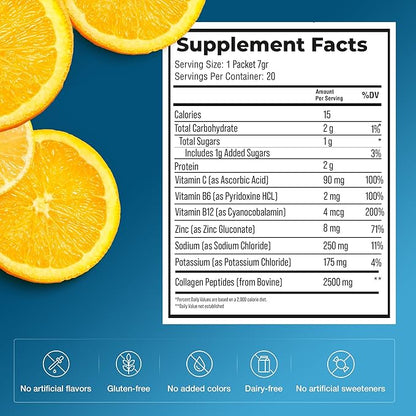 The Frozen Bean Sunkist Collagen Drink Mix - Hydration Yuzu Lemon Electrolyte Drink for Women with Vitamin C, Zinc, Collagen Peptides, Naturally Flavored - 20 Pack