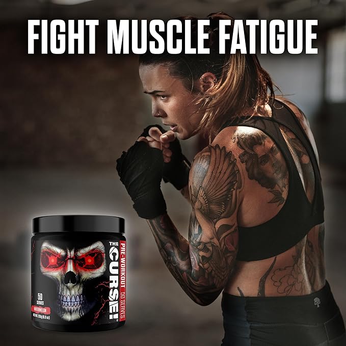 JNX SPORTS The Curse! Pre Workout Powder for Men & Women, Caffeine, Beta-Alanine, Creatine, L-Citrulline, 50 Servings, Watermelon Flavor – Boost Energy, Strength & Focus