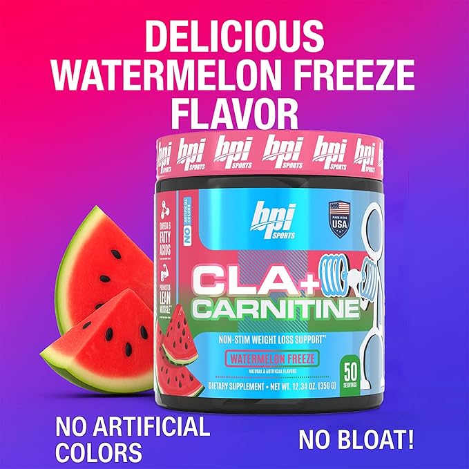 BPI Sports CLA + Carnitine – Conjugated Linoleic Acid – Performance, Lean Muscle – Caffeine Free – For Men & Women –Watermelon Freeze – 50 servings – 12.34 oz