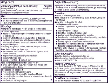 Nexium 24HR Acid Reducer Heartburn Relief Capsules for All-Day and All-Night Protection from Frequent Heartburn, Heartburn Medicine with Esomeprazole Magnesium - 42 Count