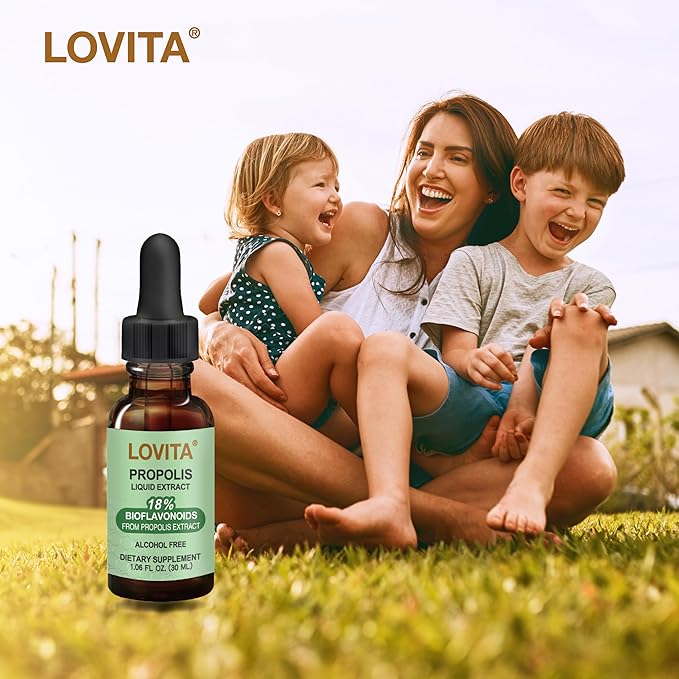 Lovita Bee Propolis 500 mg Liquid Extract | 5:1 Propolis Extract | Alcohol Free | Immune Support | 1 Fl Oz