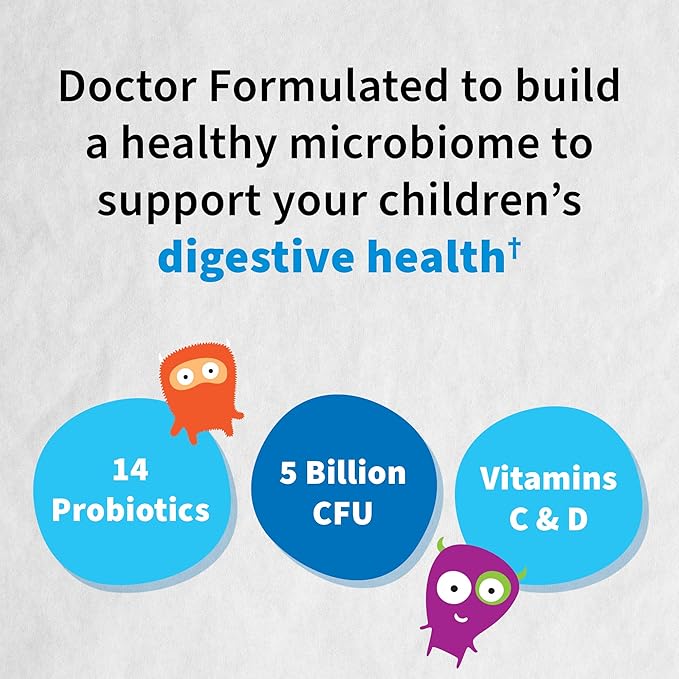 Garden of Life Dr. Formulated Probiotics Organic Kids+ Plus Vitamin C & D - Watermelon - Gluten, Dairy & Soy Free Immune & Digestive Health Supplement, No Added Sugar, 30 Chewables (Shelf Stable)