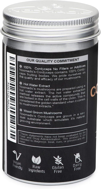 Cordyceps Mushroom, 60 Capsules, 500mg Each, AMPK Activator, Hot Water Extract, Wood Grown, Fruiting Bodies, 30% Beta-D-Glucans, Yartsa Gunbu, Caterpillar Fungus