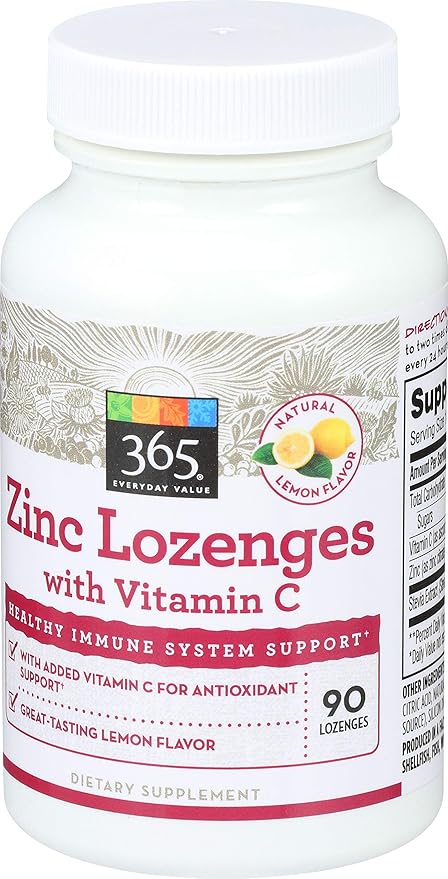 365 Everyday Value, Zinc Lozenge with Vitamin C, 90 ct (Pack of 2)