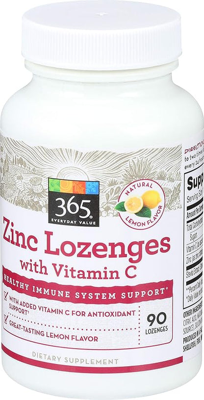 365 Everyday Value, Zinc Lozenge with Vitamin C, 90 ct (Pack of 2)
