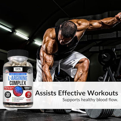 Kaya Naturals - L-Arginine All-Natural Herbal Supplement for Maximum Health Benefits | Pre-Workout | Energy | Improved Nighttime Performance | - 60 Capsules