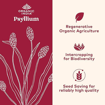 ORGANIC INDIA Whole Psyllium Husk Powder Organic - Psyllium Husk Fiber Supplement, Digestion Support, Vegan, Gluten-Free, Non-GMO, Soluble & Insoluble Fiber Source - 12 oz (Pack of 1)