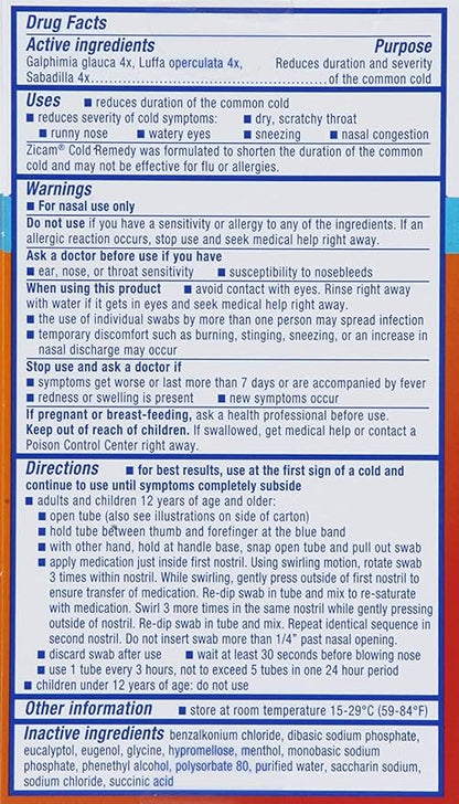 Zicam Cold Remedy Cherry Zinc Rapidmelts 25 Count and Zinc-Free Medicated Nasal Swabs 20 Count Bundle