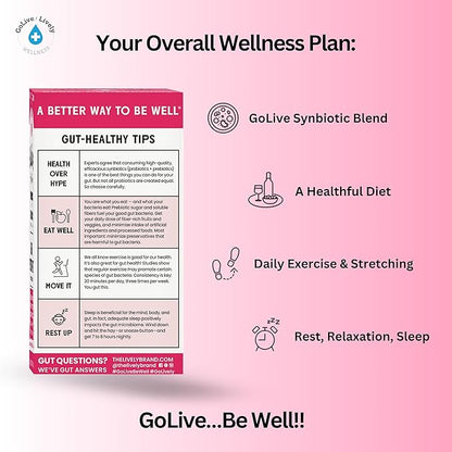 GoLive Prebiotic and Probiotic for Women, Men, Kids. Berry Pomegranate Synbiotic Powder w/ L-Glutamine, Vitamin D3, Electrolytes. For Gut Health, Digestion, Metabolism, Immunity 15-50B CFUs.