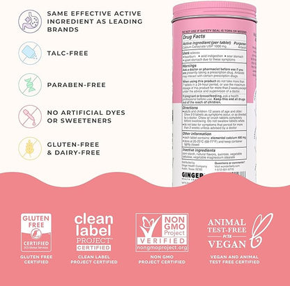 Wonderbelly Antacid, Effective Heartburn and Instant Acid Indigestion Relief, Extra Strength Chewable Tablets, 1000 mg Calcium Carbonate, No Talc or Dye, Strawberry Milkshake, 120 Count