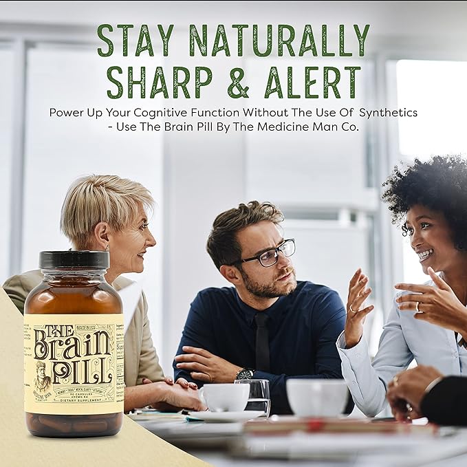 The Brain Pill 90 Capsules – Organic Brain Booster Supplement - Memory Pills for Brain w/ Ginkgo Biloba Capsules, Lion’s Mane & Sage - Brain Booster Supplement for Focus, Memory, Clarity, Energy