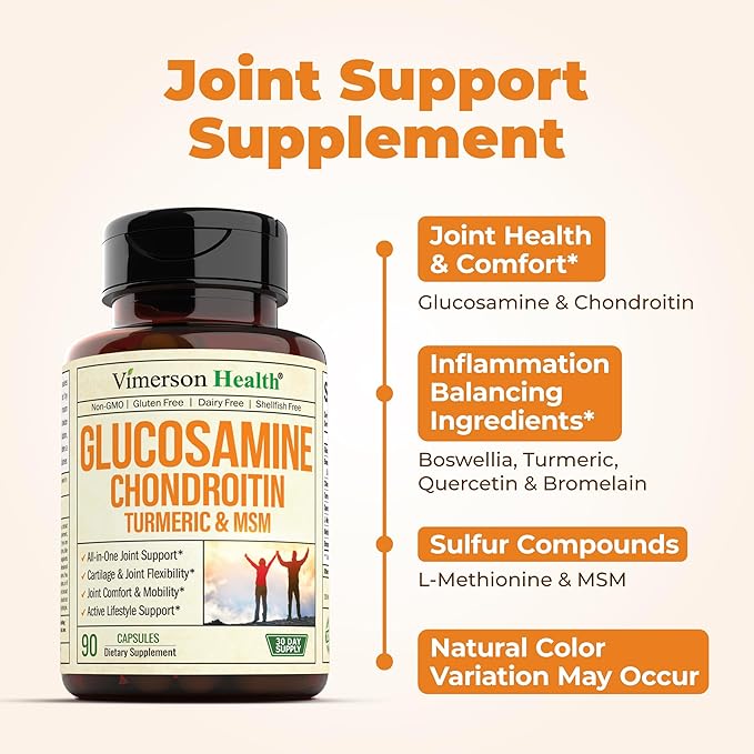 Glucosamine Chondroitin MSM with Turmeric Boswellia & Liver Cleanse Detox & Repair 40+ Liver Supplement with 50% Silymarin Milk Thistle Extract for Joint and Liver Support