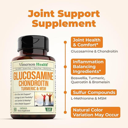Glucosamine Chondroitin MSM with Turmeric Boswellia & Liver Cleanse Detox & Repair 40+ Liver Supplement with 50% Silymarin Milk Thistle Extract for Joint and Liver Support