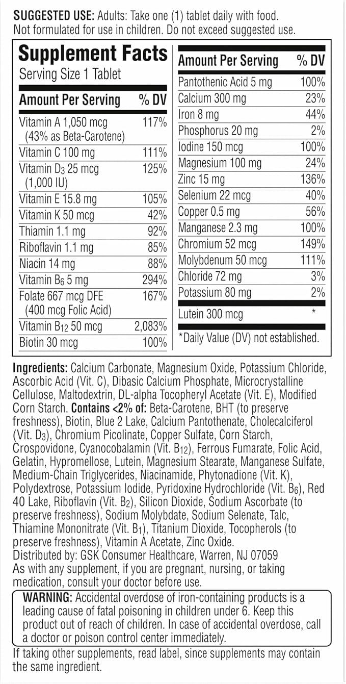 Centrum Silver Women's Multivitamin for Women 50 Plus, Multivitamin/Multimineral Supplement with Vitamin D3, B Vitamins, Non-GMO Ingredients, Supports memory and cognition in older adults - 65 Ct