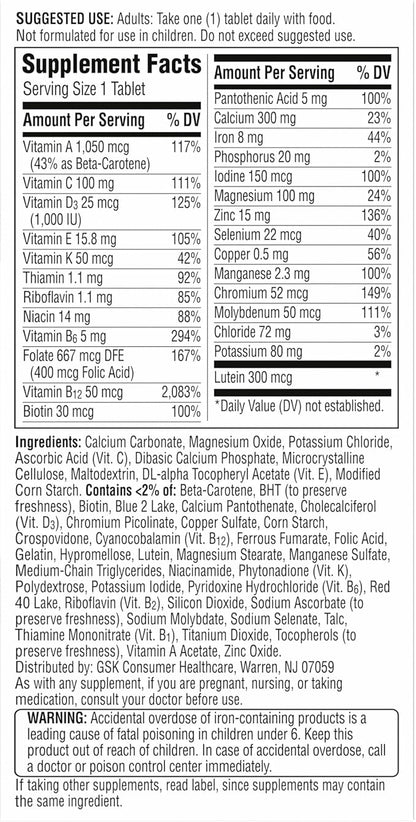 Centrum Silver Women's Multivitamin for Women 50 Plus, Multivitamin/Multimineral Supplement with Vitamin D3, B Vitamins, Non-GMO Ingredients, Supports memory and cognition in older adults - 65 Ct