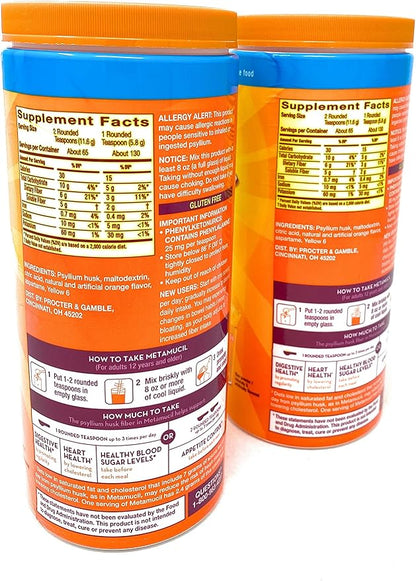 Metamucil Sugar Free Fiber Supplement, Orange Smooth 260 Servings