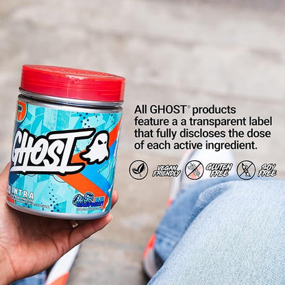 GHOST Intra Workout Powder, Blue Raspberry - BCAAs, & EAAs, Nootropics & Hydration - Essential & Branch Chain Amino Acids, Supports Muscle Recovery & Focus - Pre, Intra & Post Workout Powders
