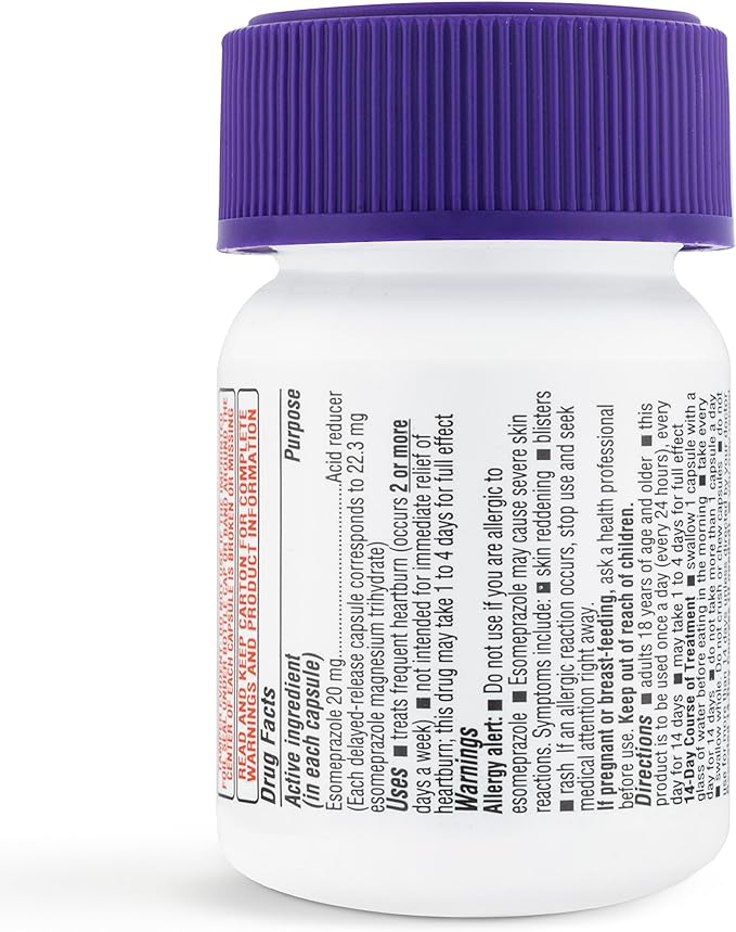Timely Esomeprazole Magnesium 20mg Antacid Pills - Stomach Acid Reducer, Frequent Heartburn Relief & Acid Reflux Medicine - 24 Hour Esomeprazole Delayed Release Capsules - 42 Count