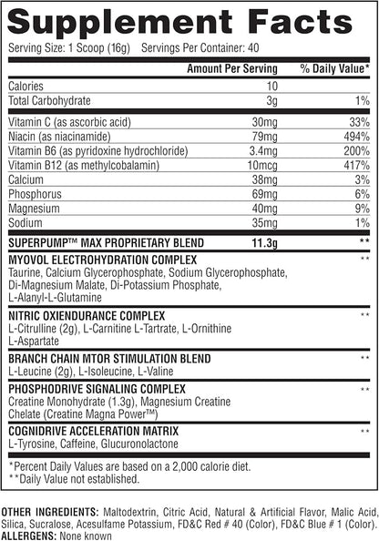 Gaspari Nutrition Super Pump Max, Pre Workout Supplement 40 Servings, Sustained Energy & Nitric Oxide Booster Supports Muscle Growth, Recovery & Replenish (40 Servings, Rainbow Candy)