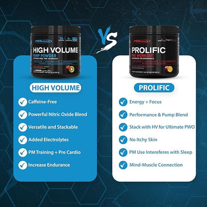 PEScience Pre Workout Stack – Prolific & High Volume, Rasberry Lemonade, Nitric Oxide Booster – 40 & 36 Scoops, L Arginine Nitrate, L Citrulline, Pre Workout Powder for Men & Women