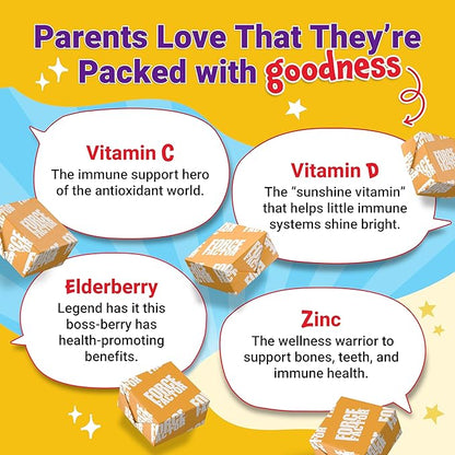 FORCE FACTOR Kids Immune Health Super Chews, Kids Immune Support Supplement with Vitamin D for Kids, Elderberry, Vitamin C, & Zinc, 2-Month Supply, Non-GMO, Apple Berry Flavor, 60 Soft Chews