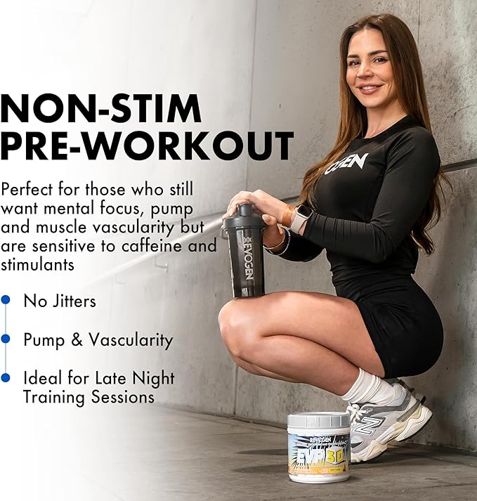 Evogen EVP 3D - Stim Free Pre Workout Powder for Men & Women | Sugar Free Non Stim Preworkout with Beta Alanine and Creatine for Energy & Pump | Tropic Thunder | 40 Servings