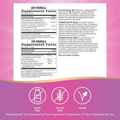 Nature's Way AM/PM PeriMenopause Formula, Perimenopause and PMS Symptom Support*, Hormone-Free, Hot Flashes*, PMS Symptoms*, Restful Sleep*, 30 AM & 30 PM Tablets (Packaging May Vary)