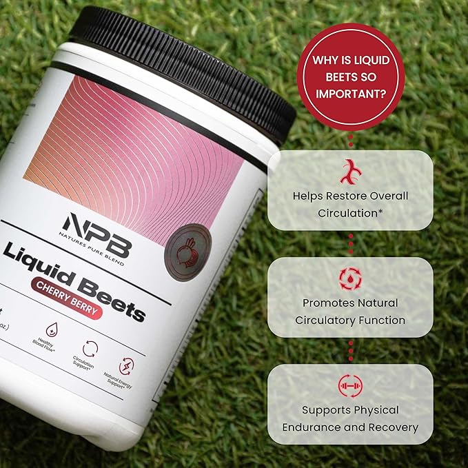 Nature's Pure Blend Organic Beet Root Powder – Nitric Oxide Booster L-Arginine – Liquid Beets for Blood Flow Circulation & Energy – Pre-Workout Endurance Support – 8,000 MG