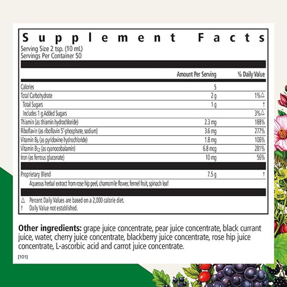 Floradix Floravital Liquid Iron & Vitamins Formula - Liquid Iron Supplement with B Complex Vitamins, Vitamin C & Herbs for Energy Support* - Vegan, Gluten-Free, Yeast- Free, Non-GMO - 16.9 Fl Oz